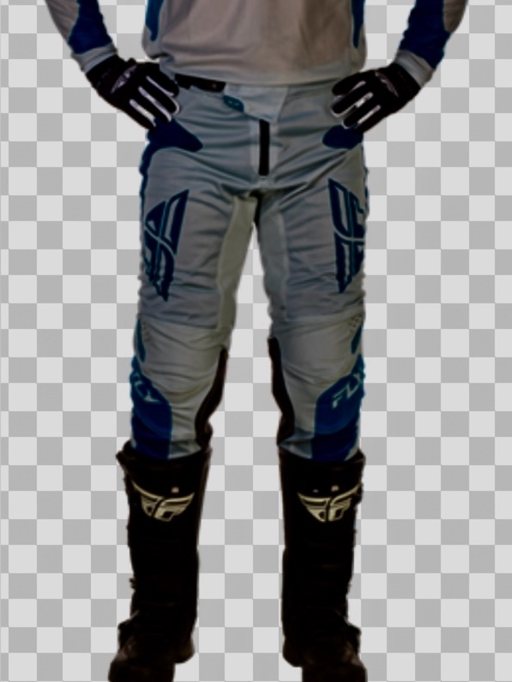 Grey and Blue Kinetic Mesh Motocross Pants